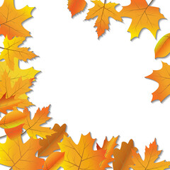 Card template with bright autumn leaves and space for text.