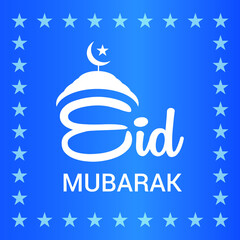 Beautiful eid mubarak with star background design. Islamic festival Eid Mubarak concept on purple background. vector illustration