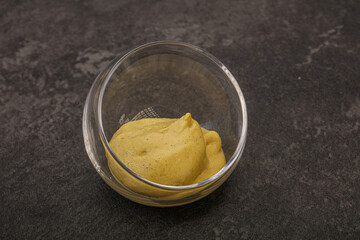 Dijon mustard sauce in the bowl
