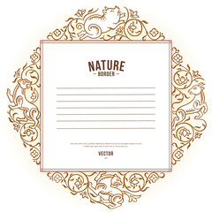 Vector abstract nature and animal vintage border