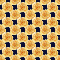 Seamless watercolor yellow rose pattern