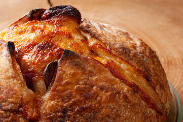 .Italian natural fermented bread stuffed with provolone cheese and pepperoni sausage