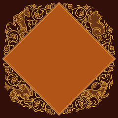 Vector abstract nature and animal vintage border