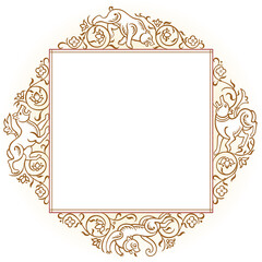 Vector abstract nature and animal vintage border