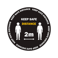 Keep distancing stop Covid-19 signage icon. Keep distancing sticker