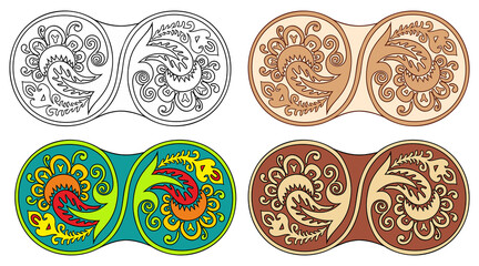 Vector set of circles with floral elements