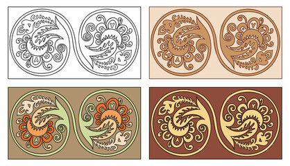 Vector set of circles with floral elements