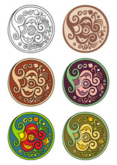 Vector set of circles with floral elements