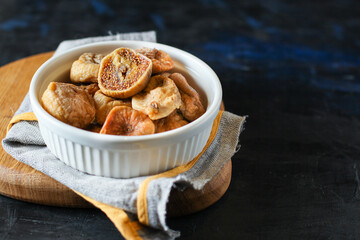 dried fruit figs sweet natural dessert sweetness Menu concept serving size. food background top view copy space for text organic healthy