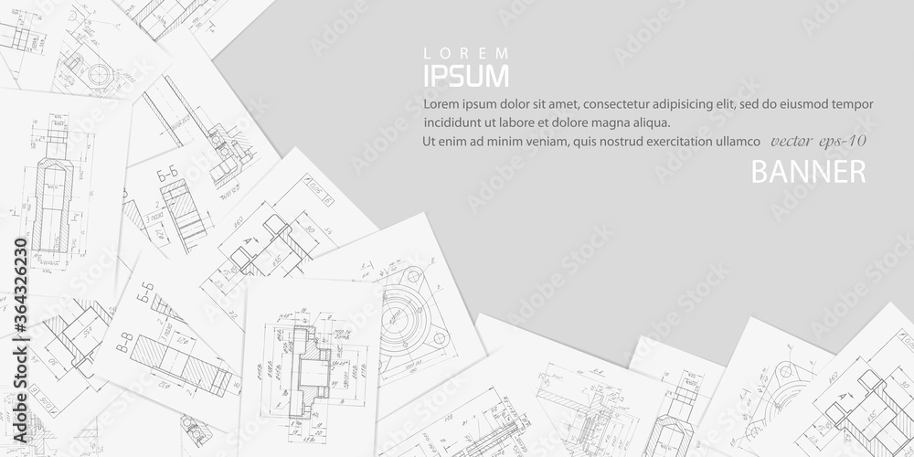 Poster engineering plan scheme . technical drawing on white sheets of paper .backgrounds of engineering sub