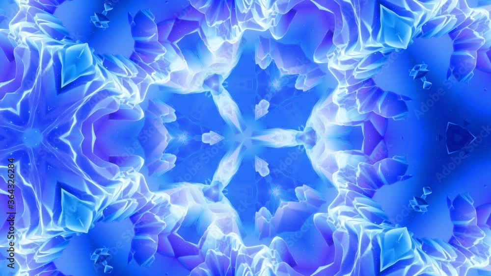Poster smooth looped animation of 3d abstract soft matte shape like flower or mandala, symmetrical structur