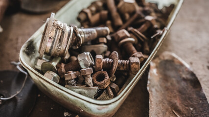 Pile Of Old Stainless Steel Screw Bolt 