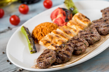 Turkish traditional kofte. Spicy meatballs Kebab or Kebap.