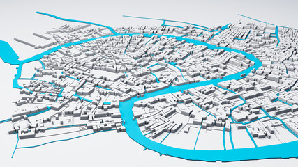 Techno mega city; urban and futuristic technology concepts,  3d rendering