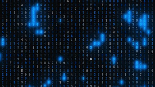 Blue colored binary code background - seamless looping.