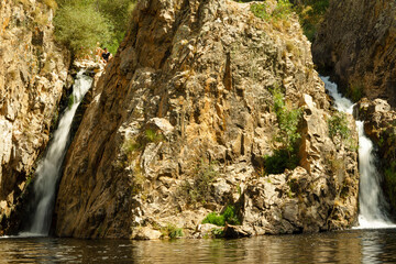 small waterfall on the river