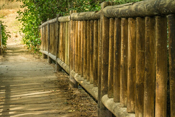 wooden bridge over the river