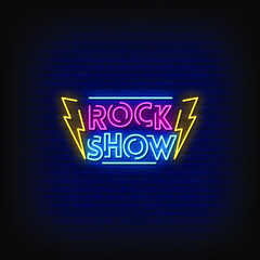 Rock Show Neon Signs Style Text Vector