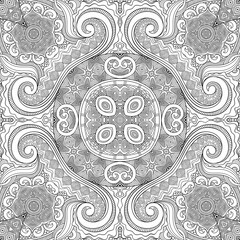 Vector ethnic hand drawn line art seamless pattern