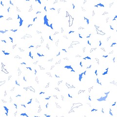 Light BLUE vector seamless template with dolphins. Shining illustration of colorful gradient sea dolphins. Pattern for wildlife ad, booklets.