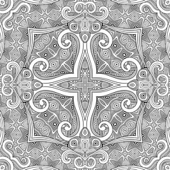 Vector ethnic hand drawn line art seamless pattern