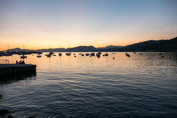 Naklejka premium sunset on the sea in Sestri Levante