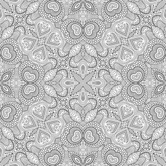 Vector ethnic hand drawn line art seamless pattern
