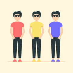 Fototapeta premium Color man set. Character flat guy