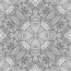 Vector ethnic hand drawn line art seamless pattern
