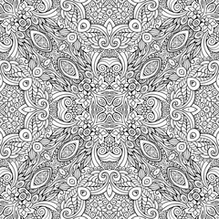 Vector ethnic hand drawn line art seamless pattern