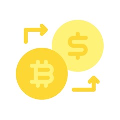Cryptocurrency exchange icon. Buying, selling bitcoin. Crypto transactions sign.