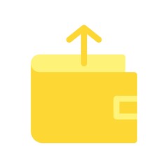 Golden digital wallet, cryptocurrency wallet icon. Get money out of wallet. Expense, spending sign.