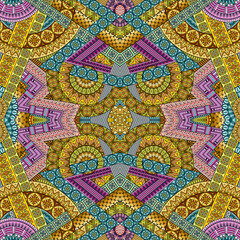 Fototapeta premium Vector abstract ethnic hand drawn seamless pattern