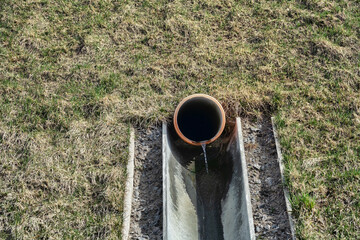 Drainage system under road to remove moisture. Road construction of highway elements