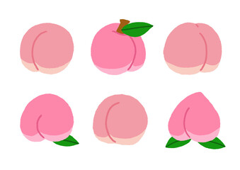 もも モモ 桃 ピーチ 手描き ベクター イラスト
