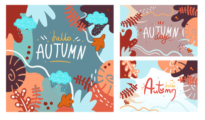 Vector set of abstract backgrounds, autumn background