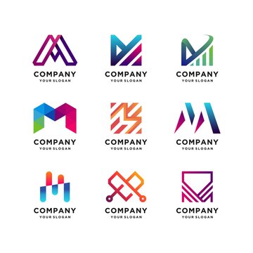 Best collection of letter M logo templates Premium Vector