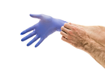 blue rubber glove on a light background