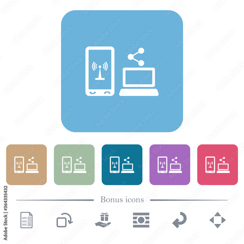 Poster share mobile internet flat icons on color rounded square backgrounds
