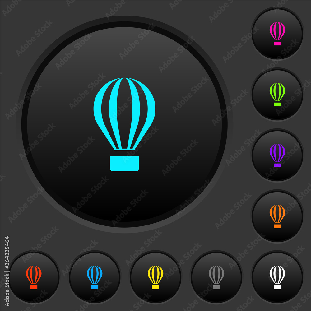 Poster air balloon dark push buttons with color icons