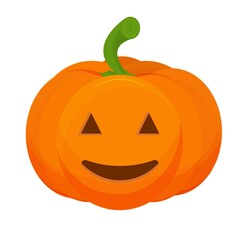 Pumpkin with scary Halloween face isolated on white background stock vector illustration. Decoration for celebration