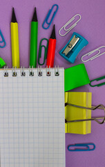 back to school accessories for school on a white background