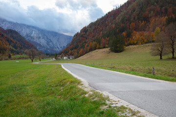 Road leading to Logar valley in Slovenia