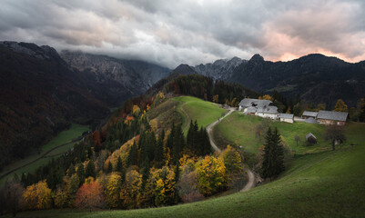 Logar valley in Slovenia in Southern Alps