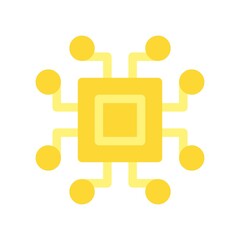 Fototapeta premium Cryptocurrency microprocessor icon. CPU chip for Bitcoin mining. Flat design style.