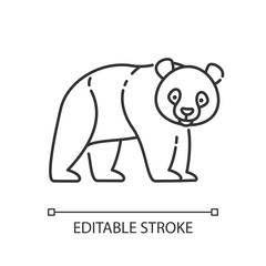 Panda bear pixel perfect linear icon. Native chinese fauna. Zoo mascot, asian forest inhabitant thin line customizable illustration. Contour symbol. Vector isolated outline drawing. Editable stroke