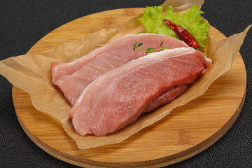 Juicy raw pork steak meat