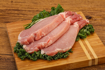 Raw pork steak for cooking