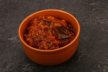 Eggplant saute with tomato and herbs