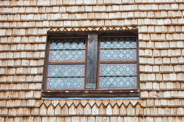 Window with stained glass - Mont Saint-Michel, France